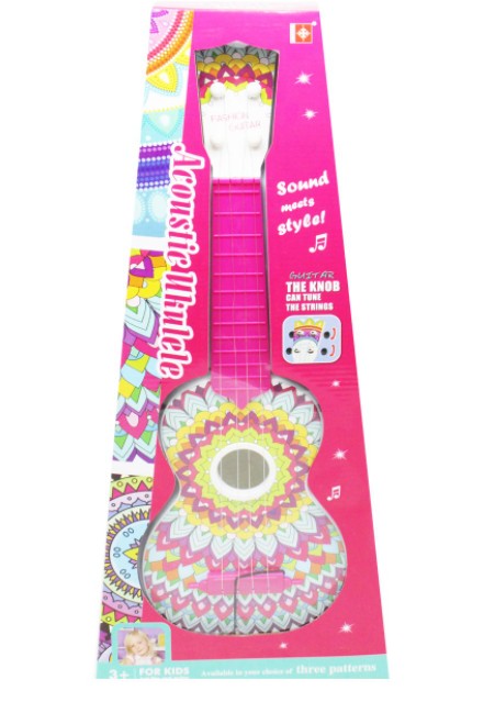 

Детская гитара Укулеле Четырёхструнная MIC игрушечная 53 см + медиатор мягкие пластиковые струны розовая (Т1069)