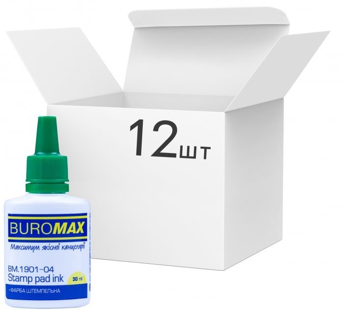 

Штемпельная краска Buromax 30 мл зеленая BM.1901-04 12 шт.
