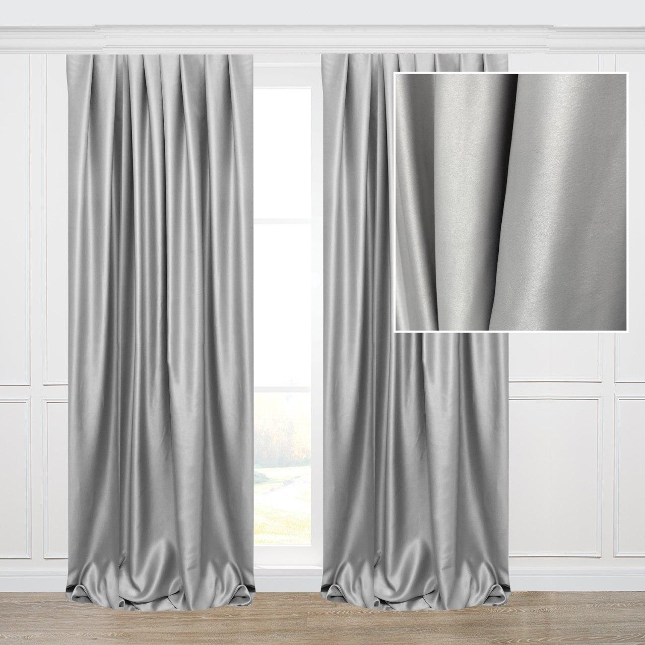 

Портьеры Adagio Windows Decor Lux из плотного сатинового атласа в сером цвете 150х270см(2 шторы)