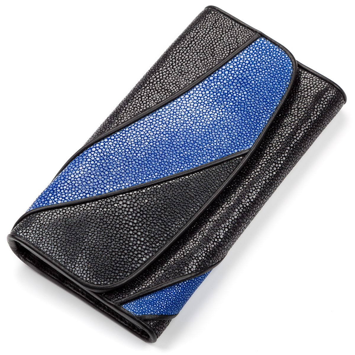 

Женский кожаный кошелек 19х10 см STINGRAY LEATHER Черно-синий