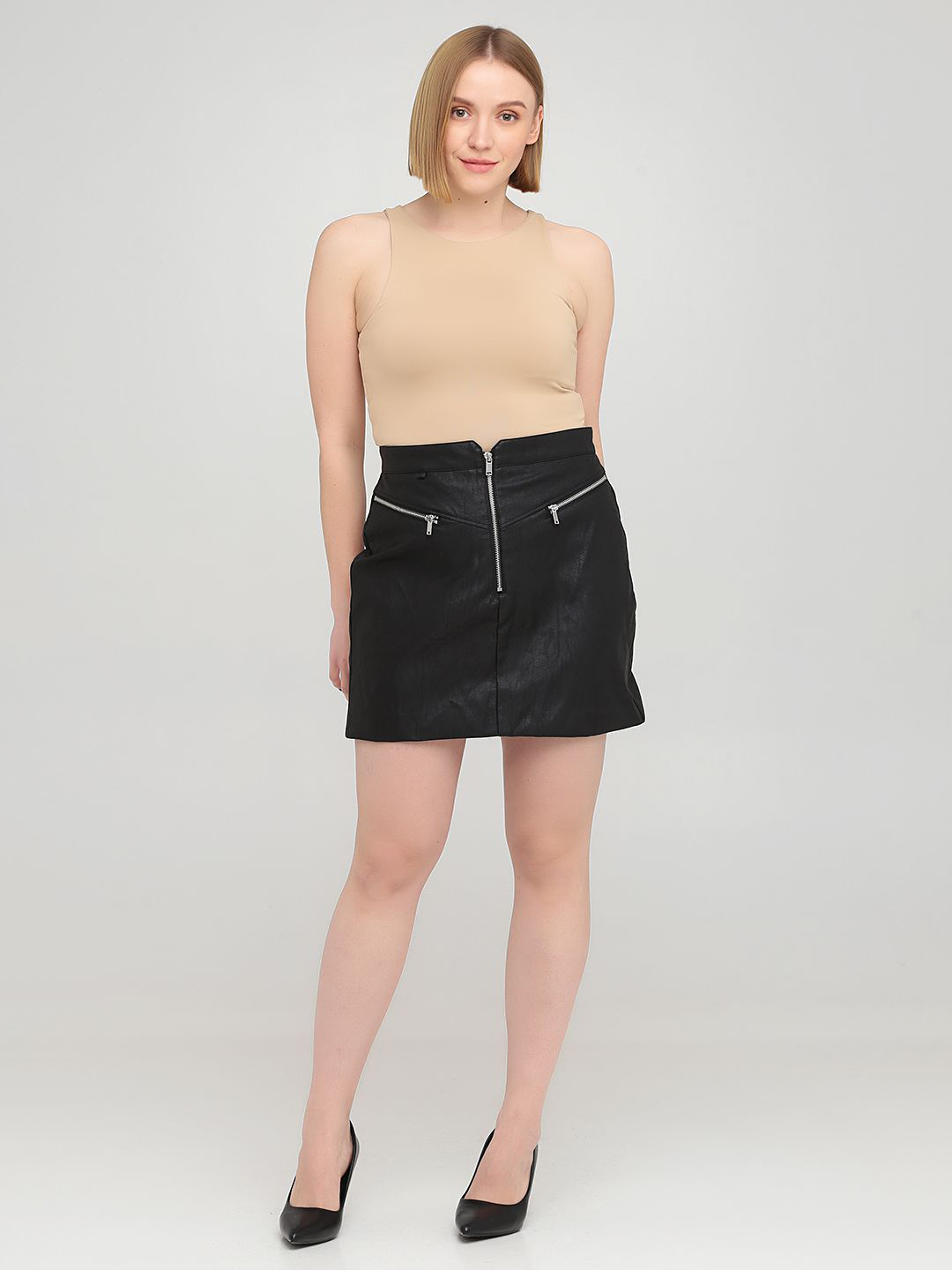 

Юбка из искусственной кожи H&M 13-0218  Черная, Юбка из искусственной кожи H&M 13-0218 42 Черная