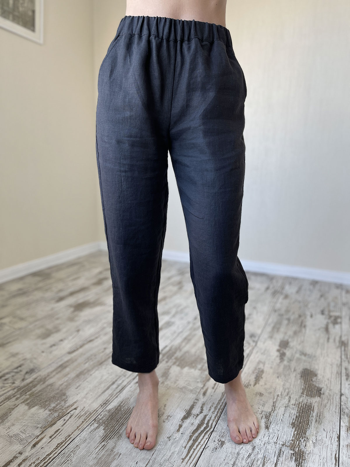 

Льняные брюки черные  - linen island, Льняные брюки черные XS - linen island