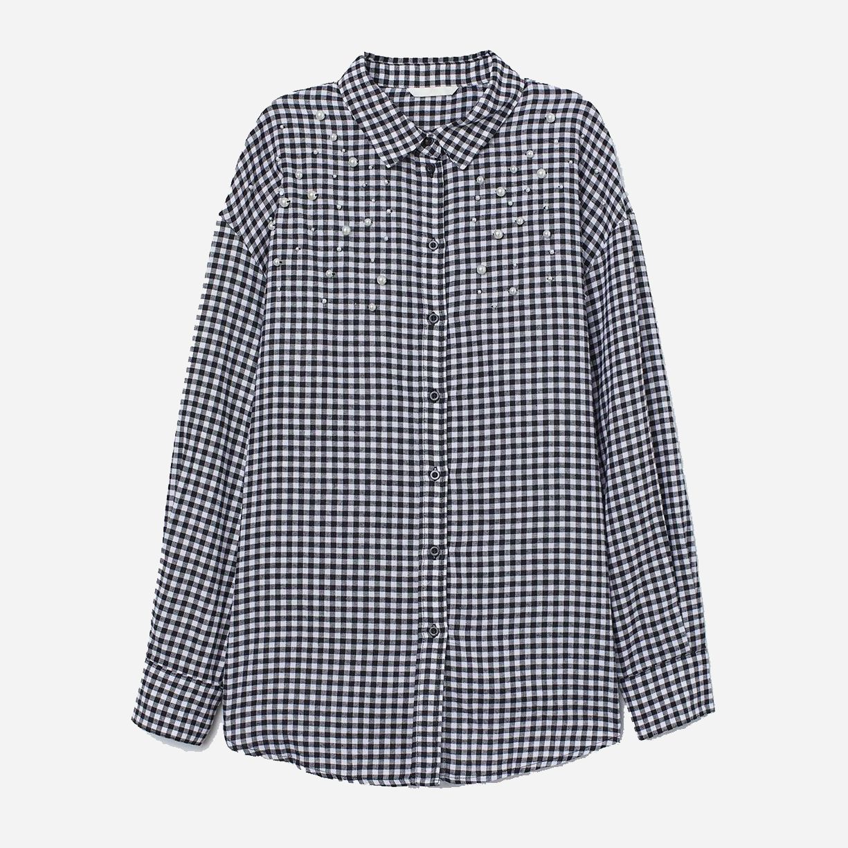 

Рубашка H&M 0619075  Черная с белым, Рубашка H&M 0619075 34 Черная с белым