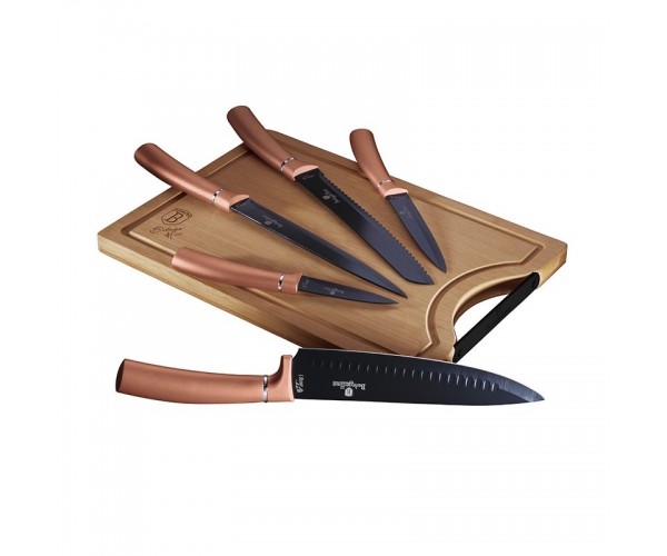 

Набор ножей 5 предметов с доской Berlinger Haus Metallic Line ROSE GOLD Edition BH-2575