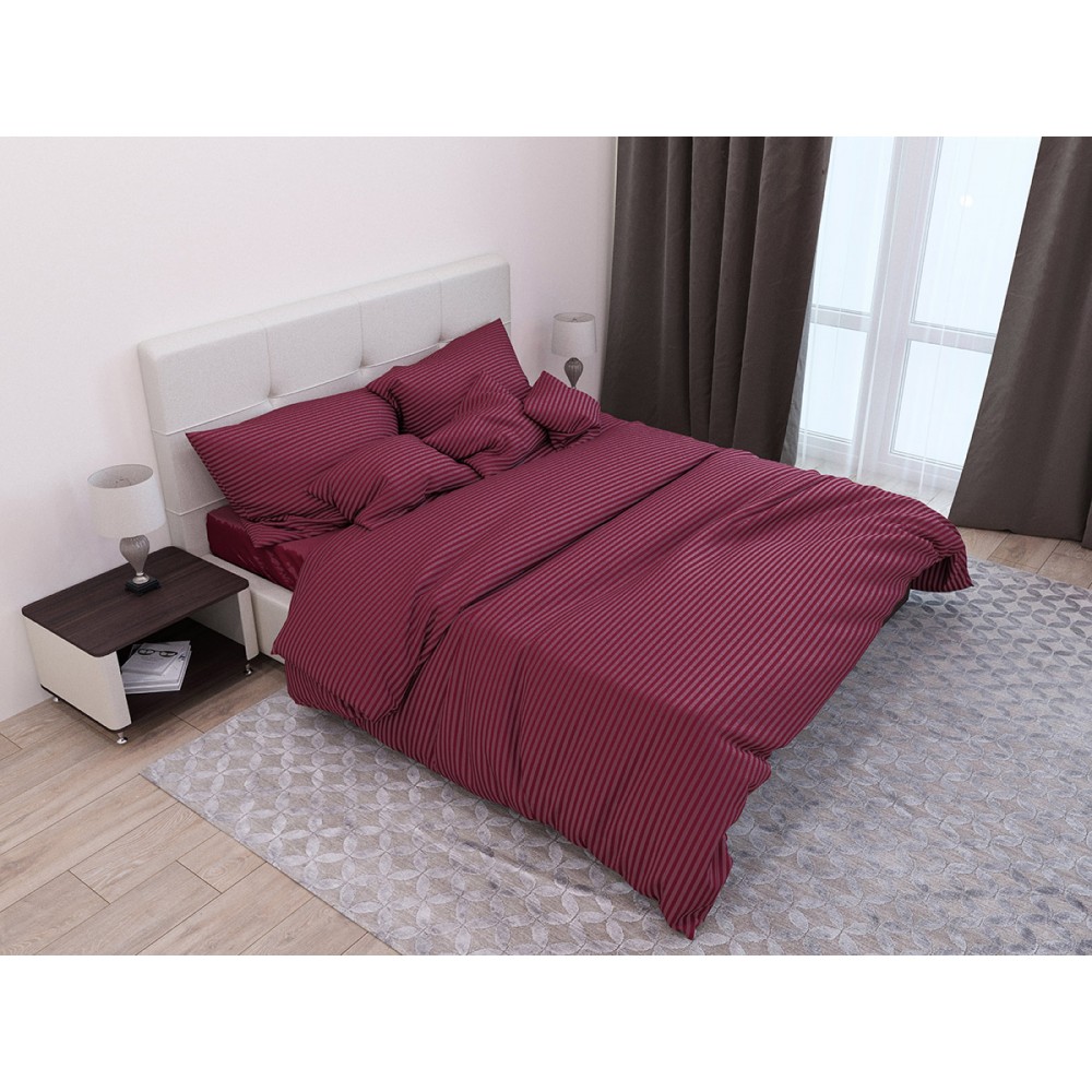 

Комплект постельного белья Stripe Bordo SoundSleep сатин-страйп бордо евро