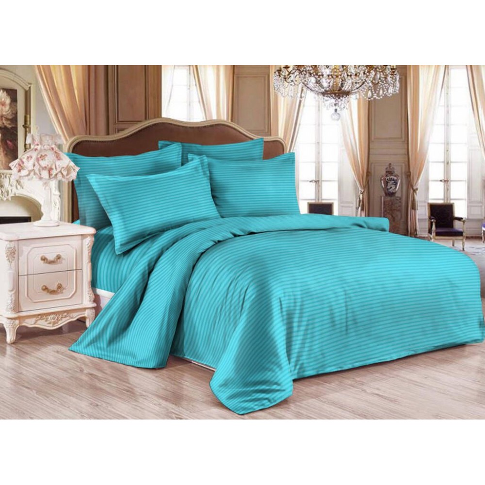 

Комплект постельного белья Stripe Blue Radiance SoundSleep сатин-страйп голубой евро