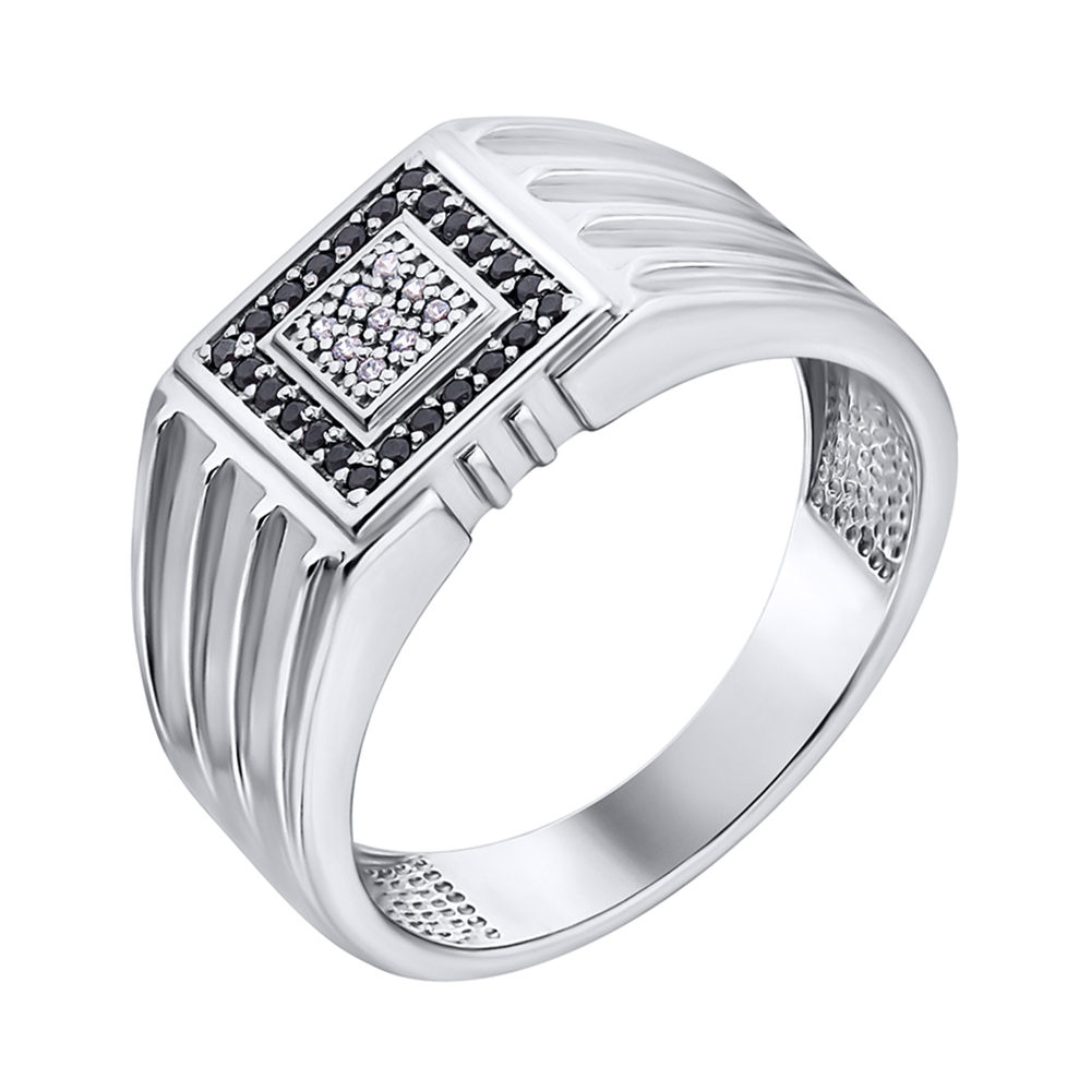 

Серебряный перстень-печатка с фианитами 000140546 20.5 размера