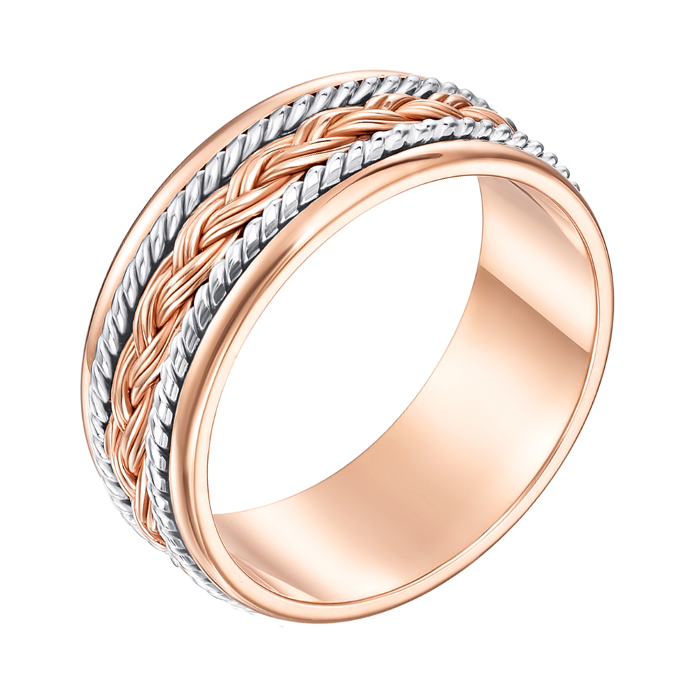 

Золотое обручальное кольцо Предложение в комбинированном цвете с косичкой 000005245 22 размера