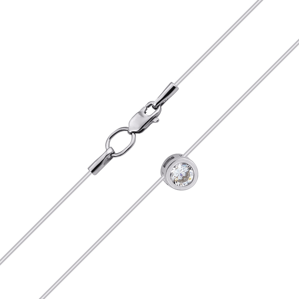 

Колье на леске с завальцованным фианитом S Zirconia с замком и кастом из белого золота 000070999 40 размера