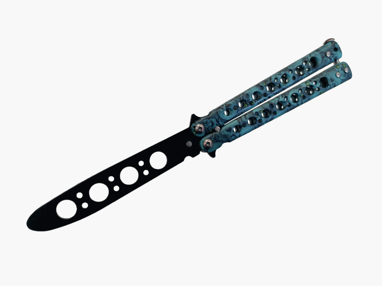 

Нож бабочка Балисонг Тренировочный Skull 301-3 Blue