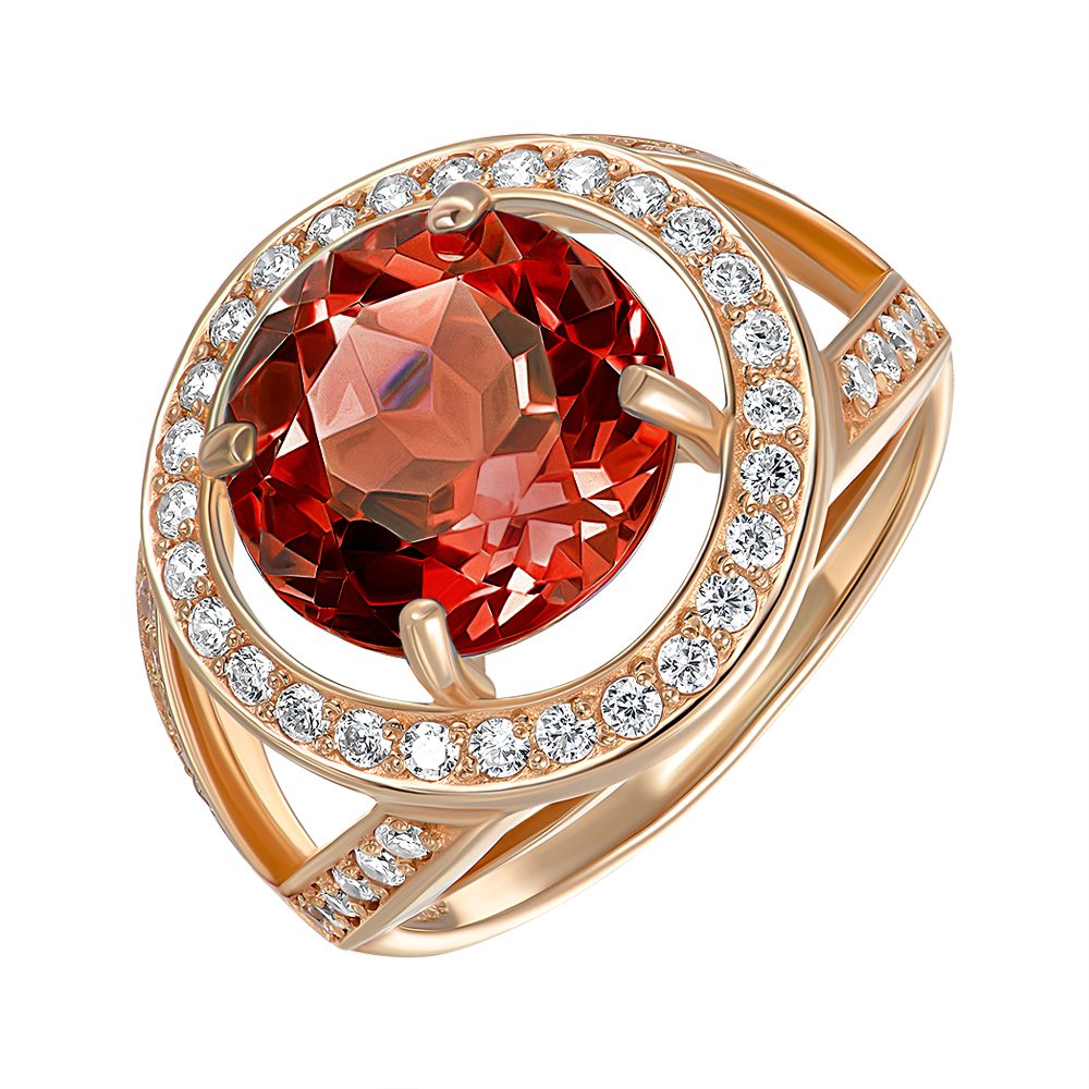 

Кольцо из красного золота с гранатом и фианитами 000150750 16.5 размера