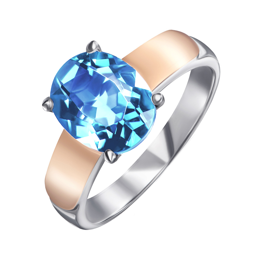 

Серебряное кольцо с золотыми накладками и танзанитовым кварцем 000137376 17 размера