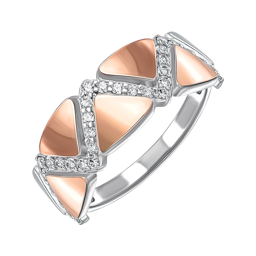 

Кольцо из серебра и золота с фианитами 000151666 19.5 размера