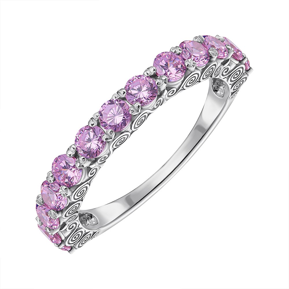 

Серебряное кольцо с розовыми фианитами 000148680 17.5 размера