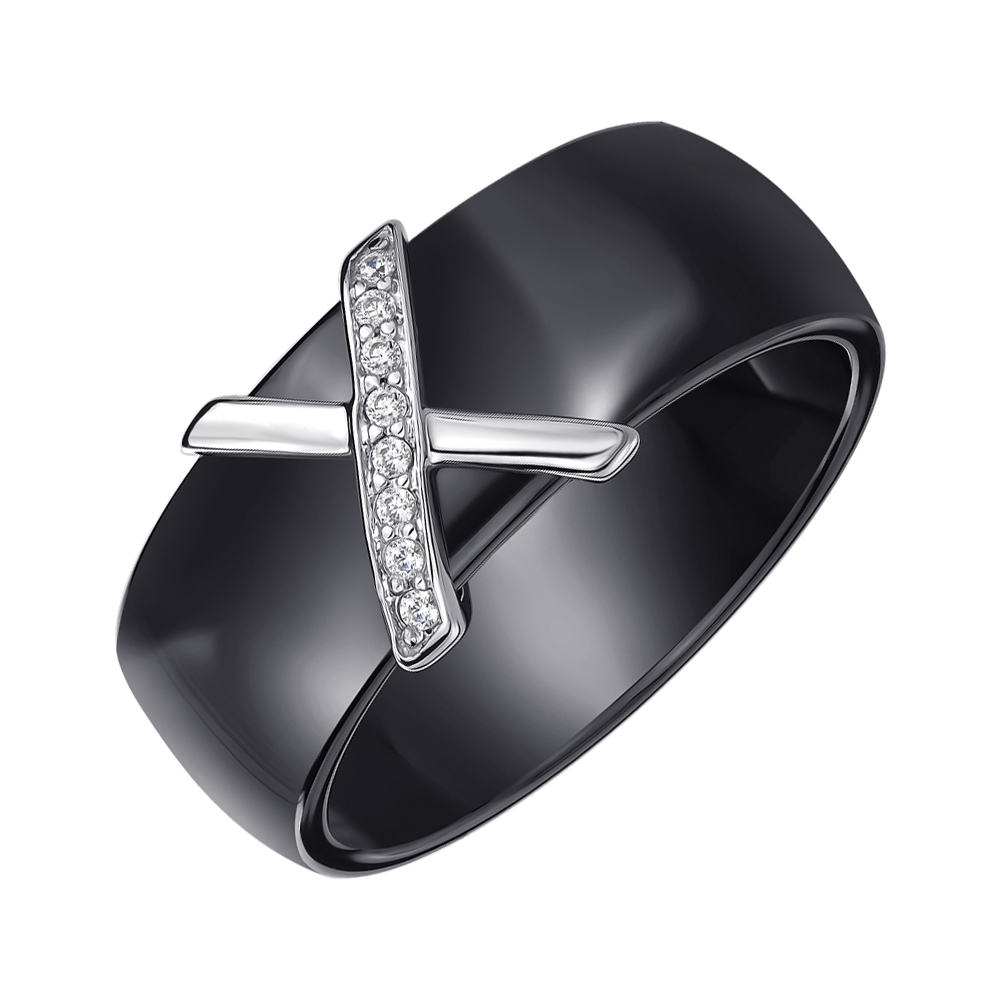 

Кольцо из керамики с серебром и цирконием 000145395 19.5 размера