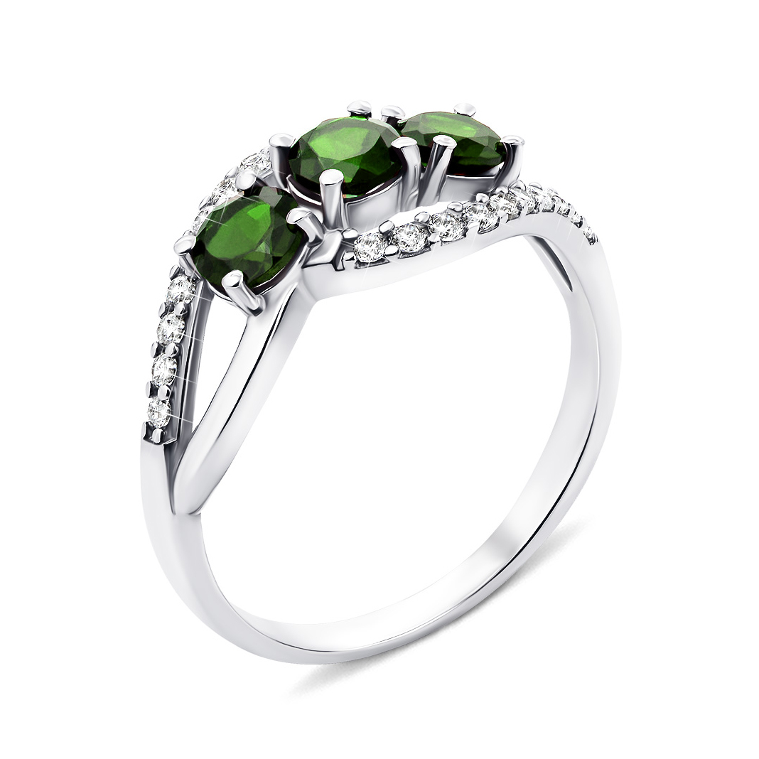 

Серебряное кольцо с зеленым кварцем и фианитами 000133189 16.5 размера