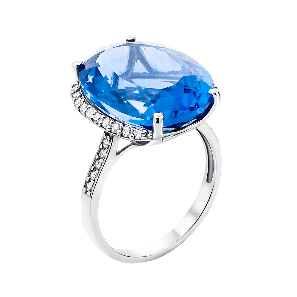 

Серебряное кольцо с кварцем и фианитами 000133142 17.5 размера