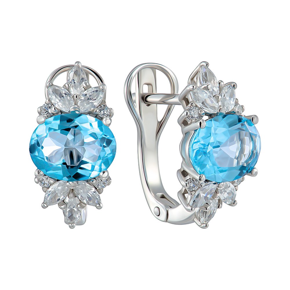 

Серьги из белого золота с топазом и фианитами 000149730