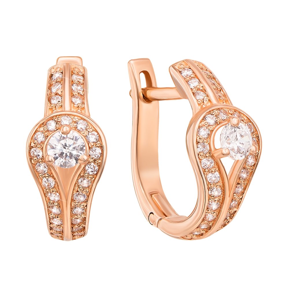 

Серьги из красного золота с фианитами 000130442