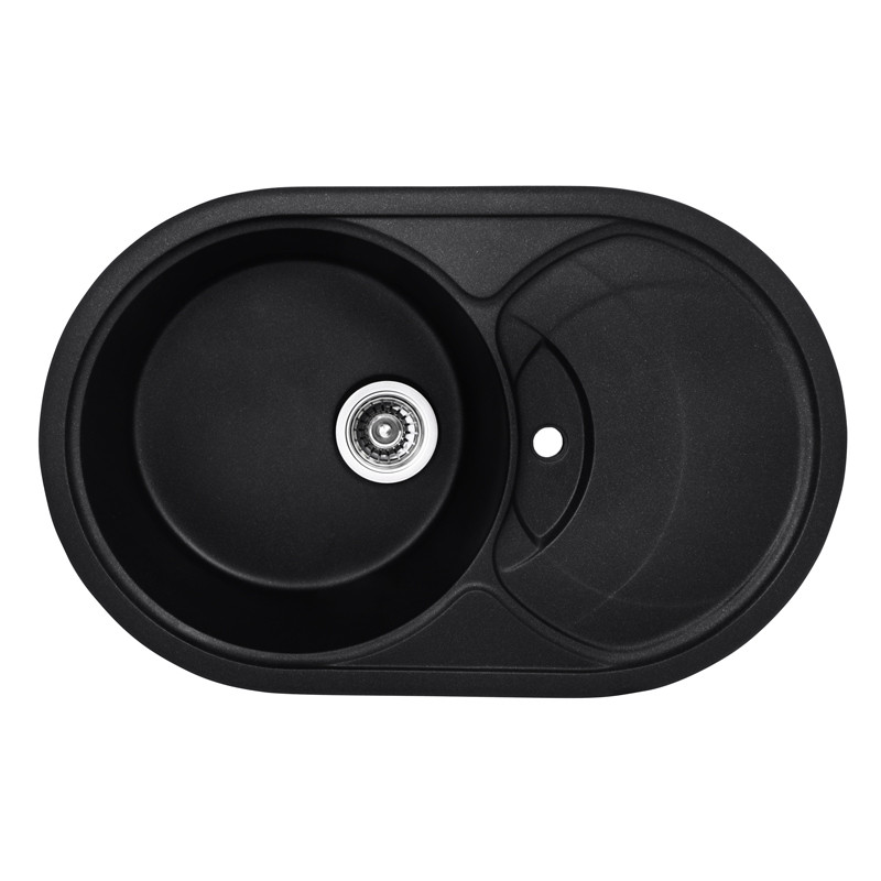 

Врезная кухонная мойка из камня Раковина для кухни HAIBA HB8310-G226 BLACK 780x500x220 + Сифон Гранит Черная (HB0975)