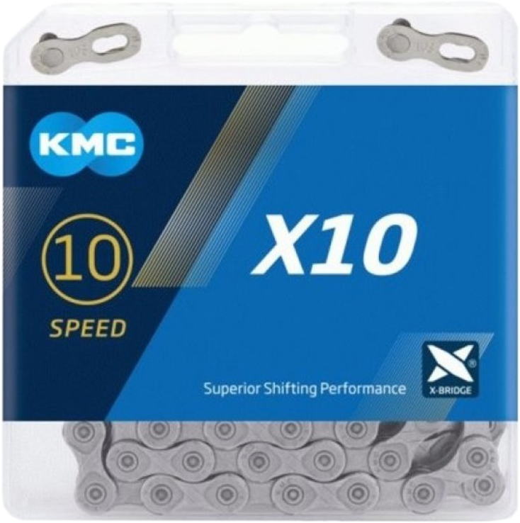 

Цепь велосипедная KMC X10-1EPT 1/2х11/128х116L EPT 10 ск. Серебристая (00855)