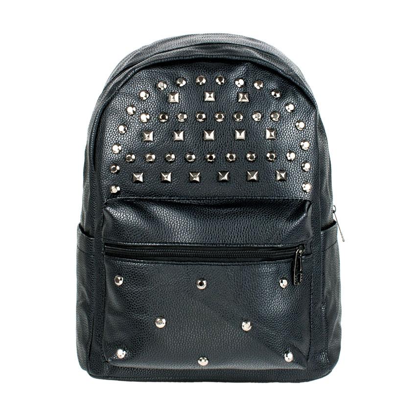 

Рюкзак городской BackPack Заклепки Rivets Кожзам 30х23х12 см Чёрный