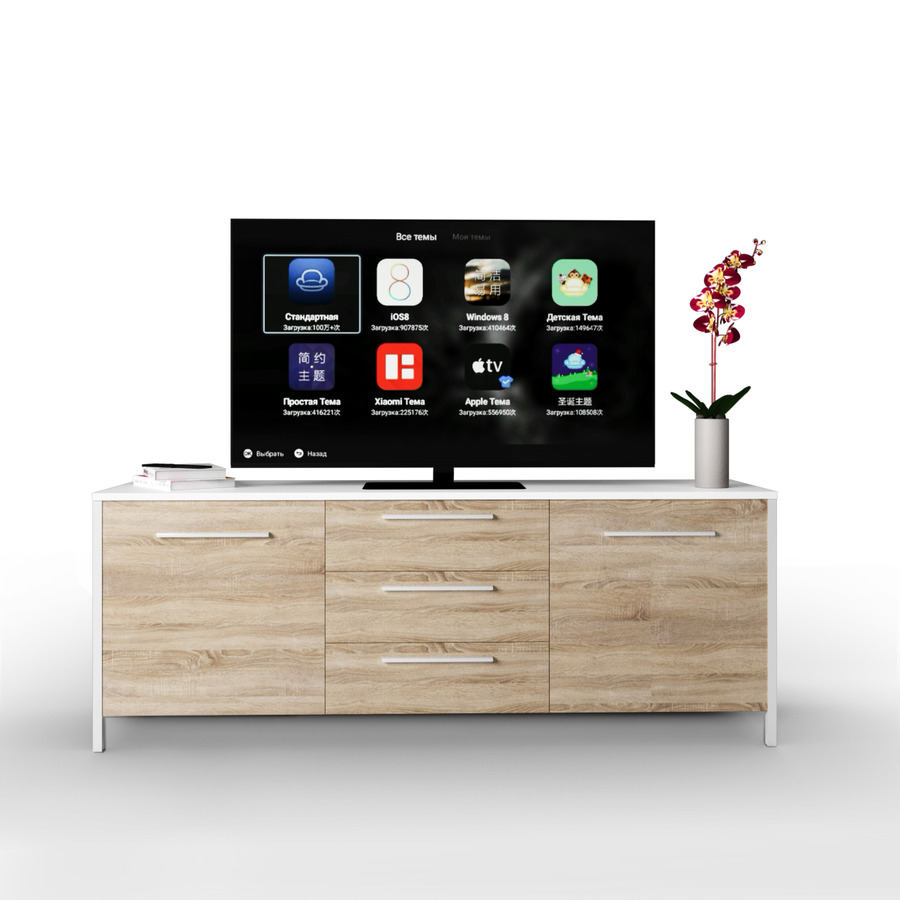 

Тумба под телевизор Fenster UNTV 08W 60×155×36,5 Дуб сонома/Белый