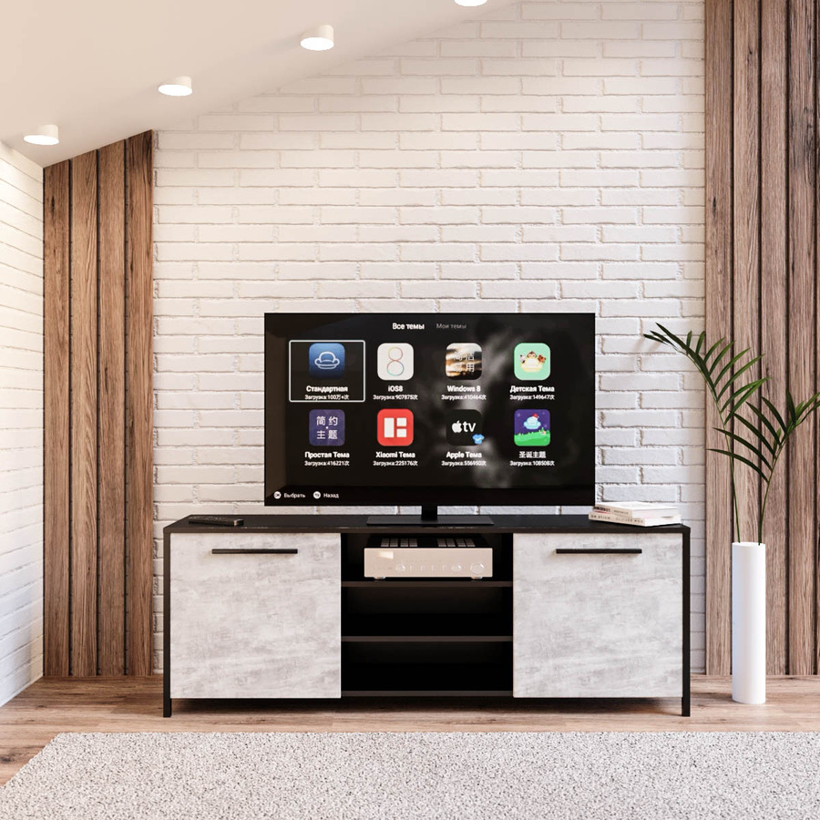 

Тумба под телевизор Fenster UNTV 05B 60×155×36,5 Урбан/Чёрный