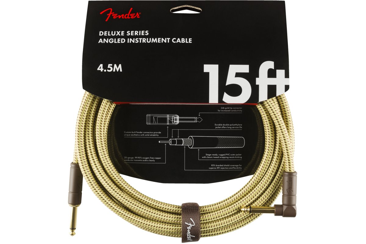 

Кабель инструментальный Fender CABLE DELUXE SERIES 15' ANGLED TWEED