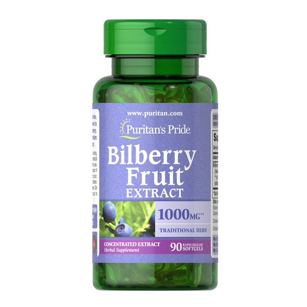 

Витамины Puritan's Pride Bilberry 4:1 Extract 1000 мг 90 капсул