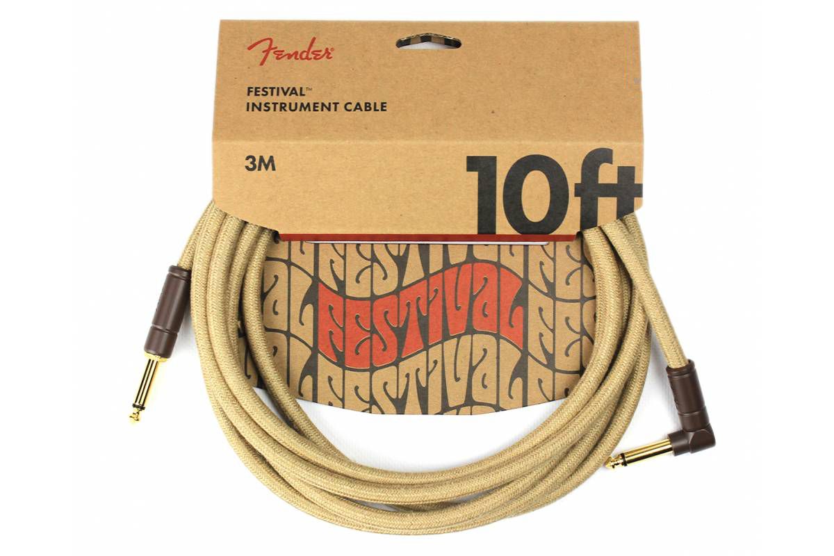 

Кабель инструментальный Fender 10' ANGLED FESTIVAL INSTRUMENT CABLE PURE HEMP NATURAL