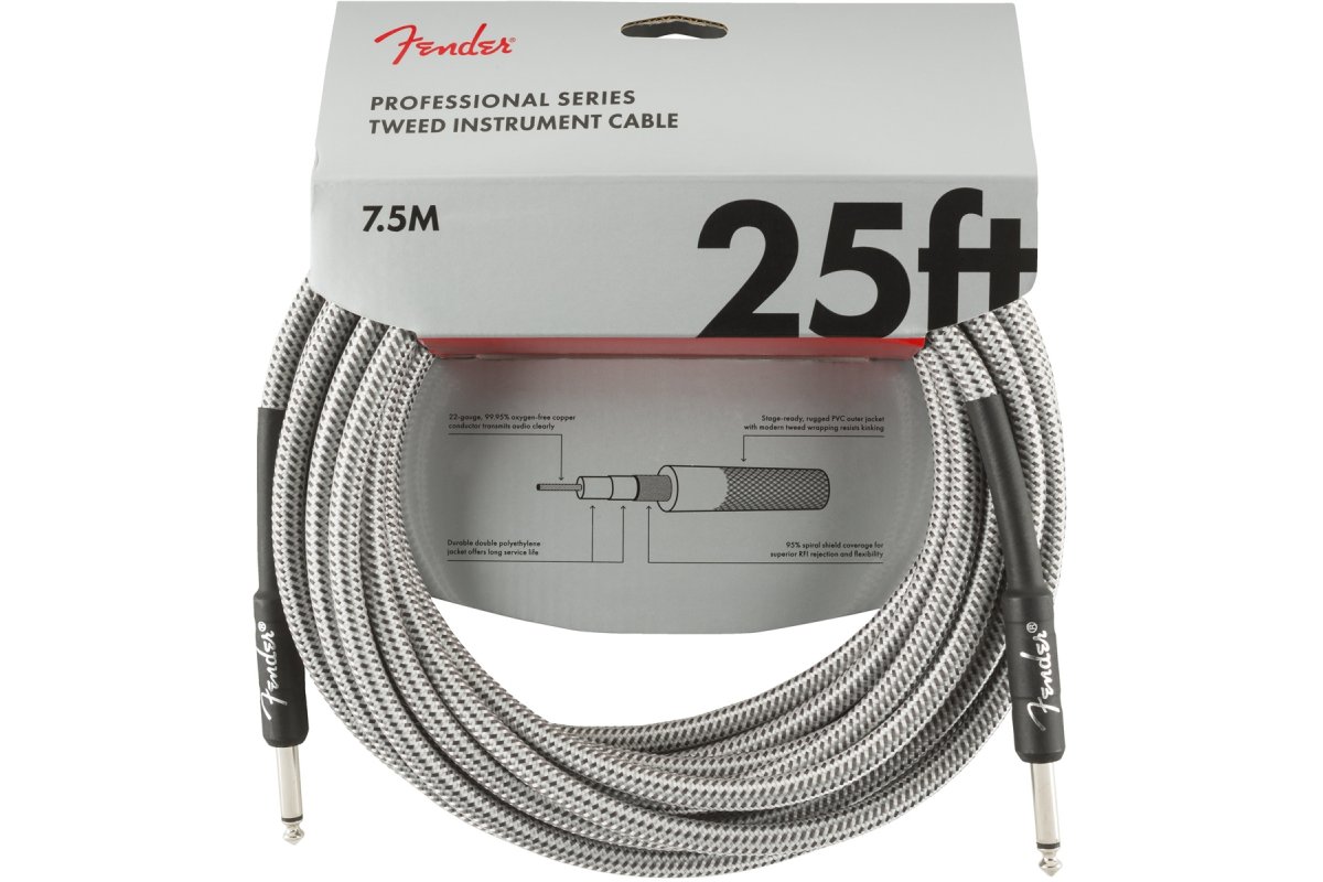 

Кабель инструментальный Fender CABLE PROFFESIONAL SERIES 25' WHITE TWEED