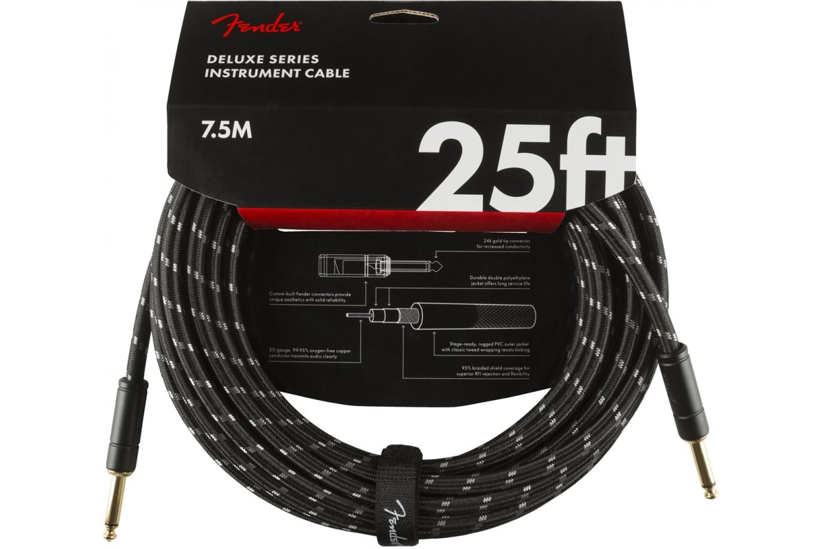 

Кабель инструментальный Fender CABLE DELUXE SERIES 25' BLACK TWEED