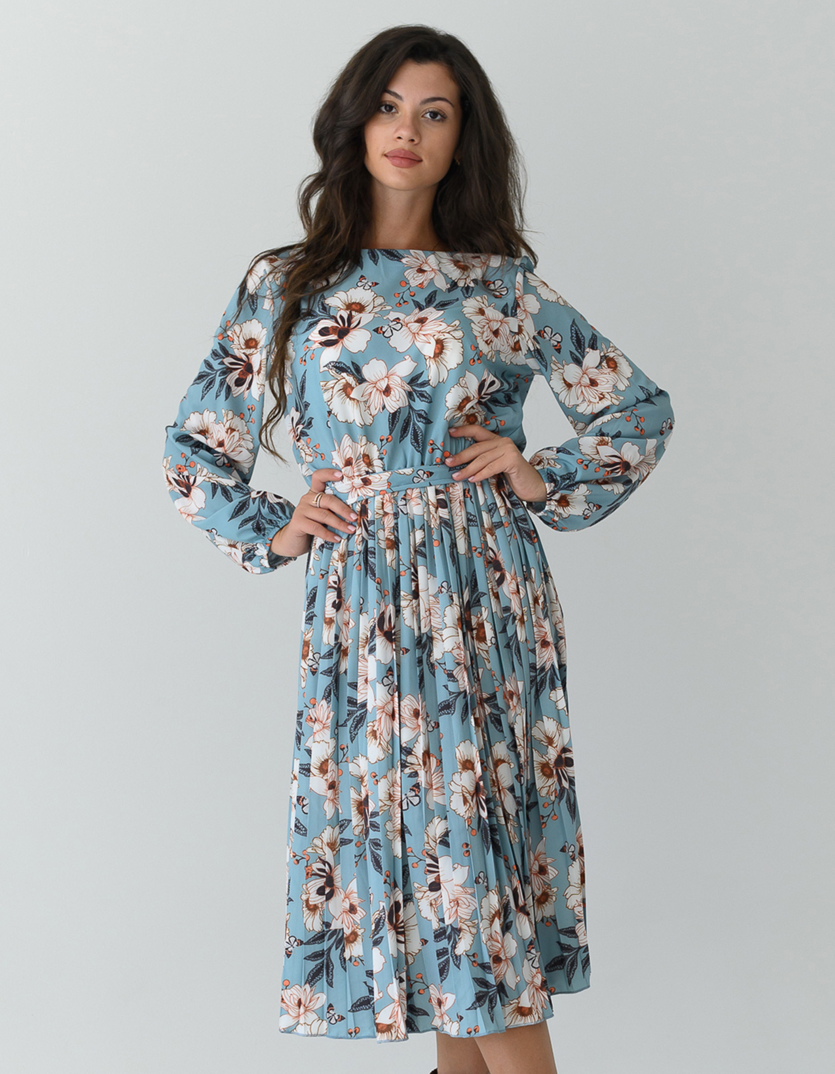 

Платье деми Wear me женское плиссе с длинным рукавом и принтом  Зелёный 2w/19/61F, Платье деми Wear me женское плиссе с длинным рукавом и принтом S Зелёный 2w/19/61F