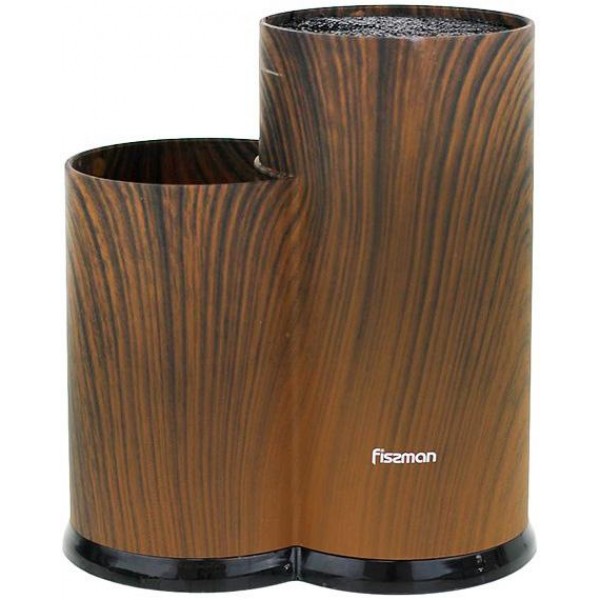 

Подставка-колода Fissman Dark Wood для кухонных ножей и ножниц 23х11х11см, двойная