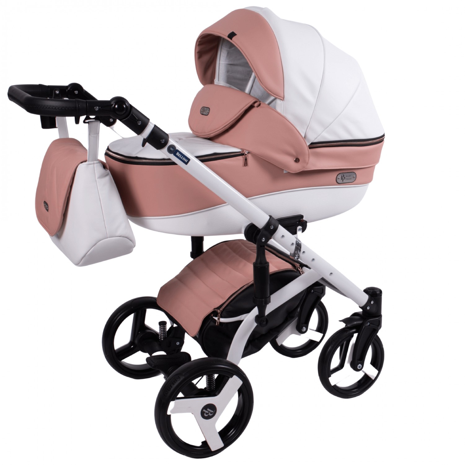 

Універсальна коляска 2 в 1 Baby Pram Bellini Еко-шкіра (Білий + Пудра)