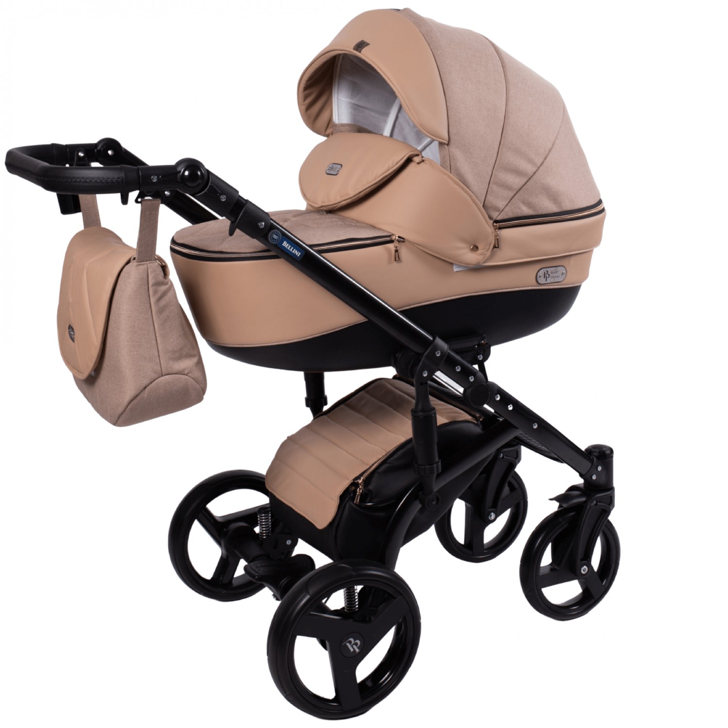 

Універсальна коляска 2 в 1 Baby Pram Bellini Еко-шкіра + Тканина (Бежевий)