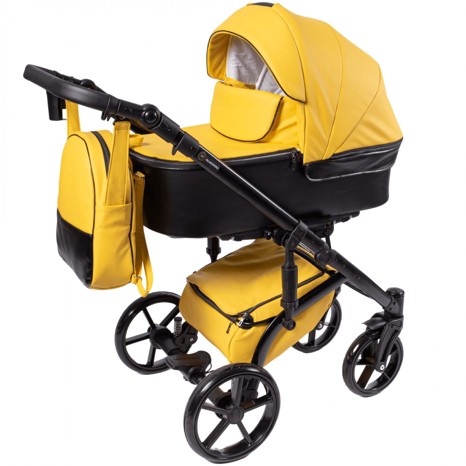

Універсальна коляска 2 в 1 Baby Pram Almondo Еко-шкіра (Чорний + Жовтий)