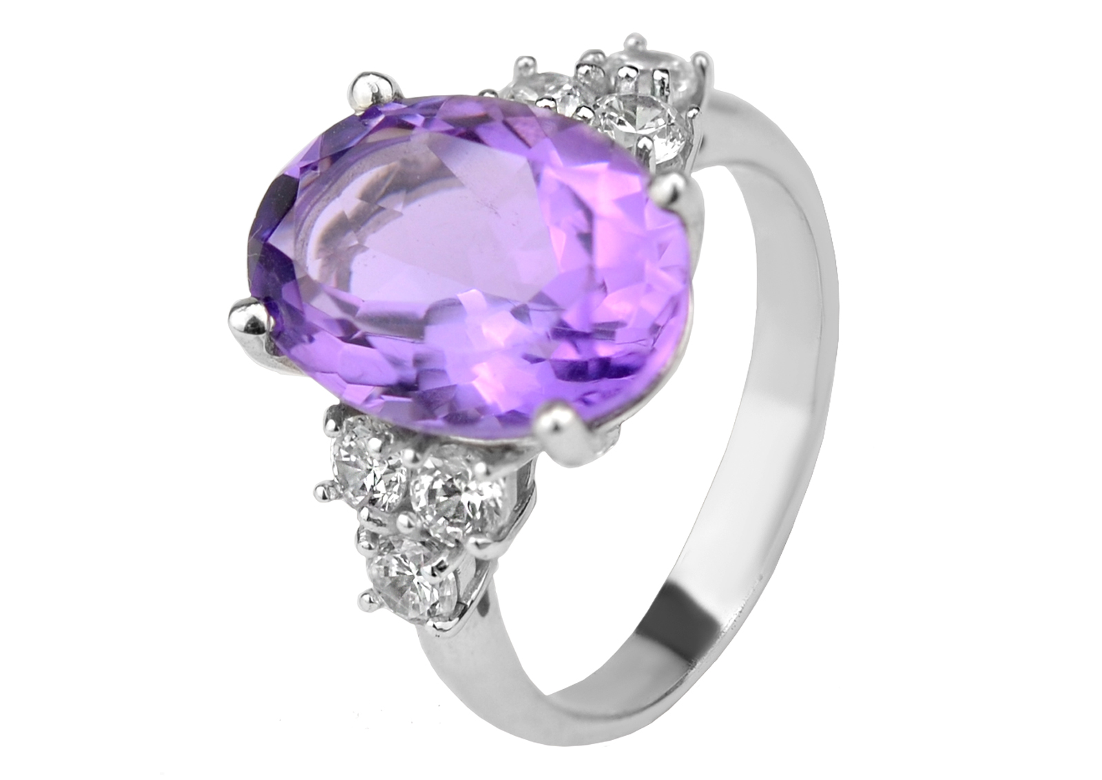 

Кольцо серебряное с натуральным аметистом и цирконием Каталина 1994/9р аметист, 17 размер
