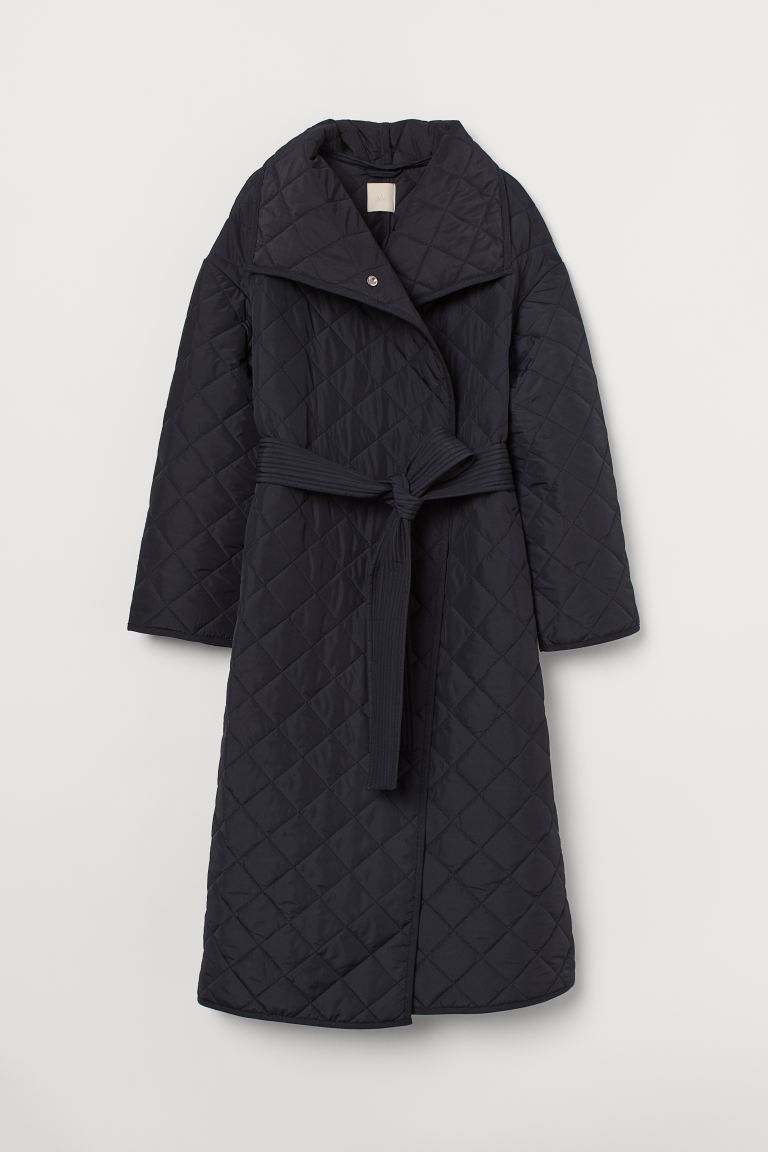 

Стеганое пальто H&M  Черный, Стеганое пальто H&M XS Черный