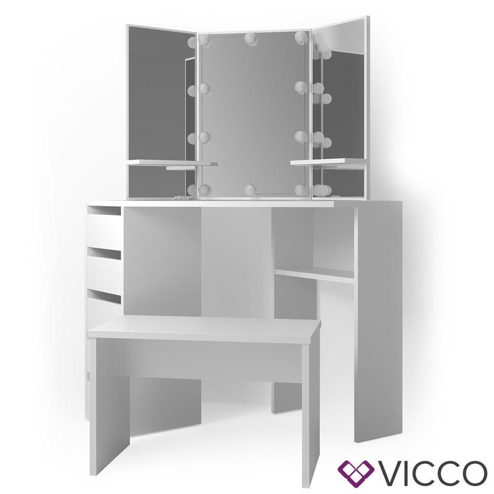 

Угловой трельяж Vicco Arielle с подсветкой и скамейкой, белый