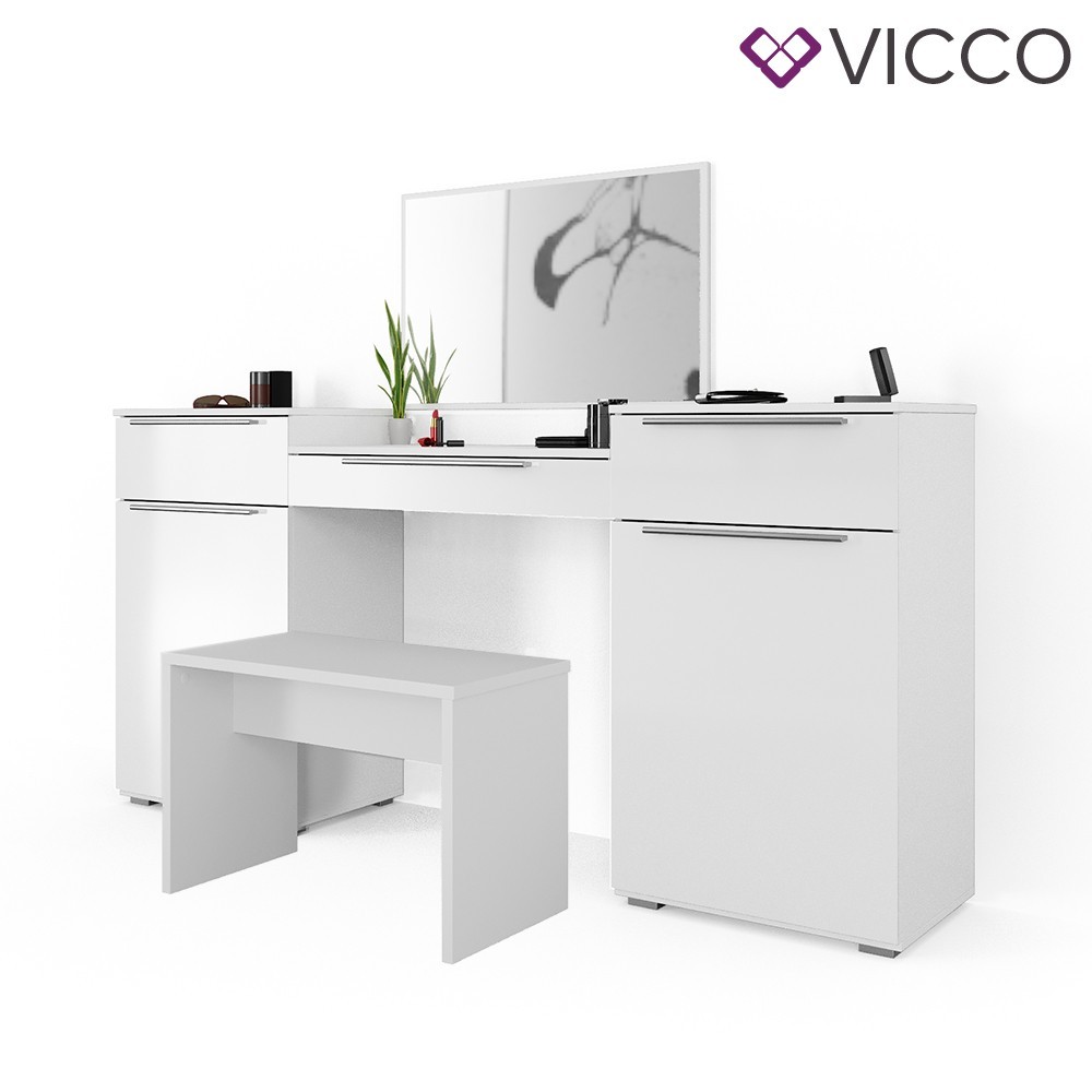 

Туалетный столик Vicco Lilli со скамейкой, белый глянец