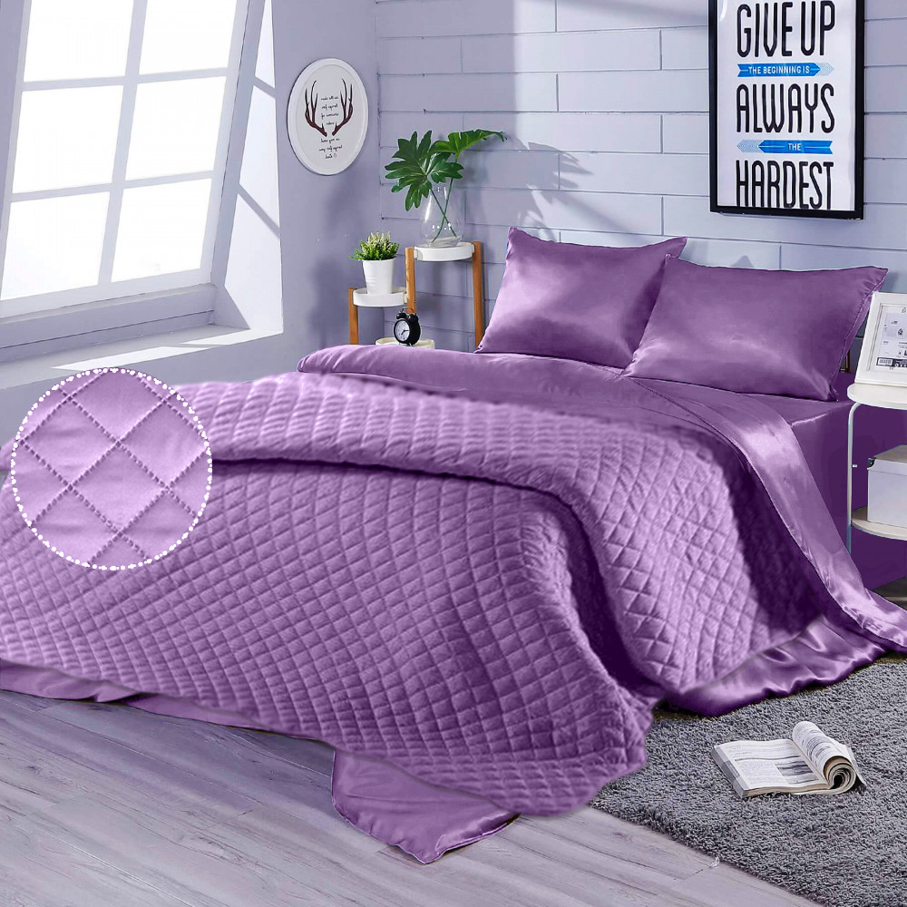 

Постельное белье полуторное 145х210 с покрывалом Zastelli Orchid Шелк (искусственный)лиловый 160*220см