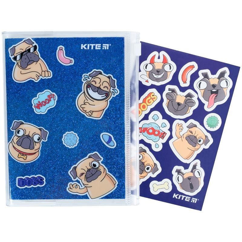 

Блокнот в силиконовой обложке Kite Blue dogs А6+ 11х15см 80 листов в клетку + набор наклеек