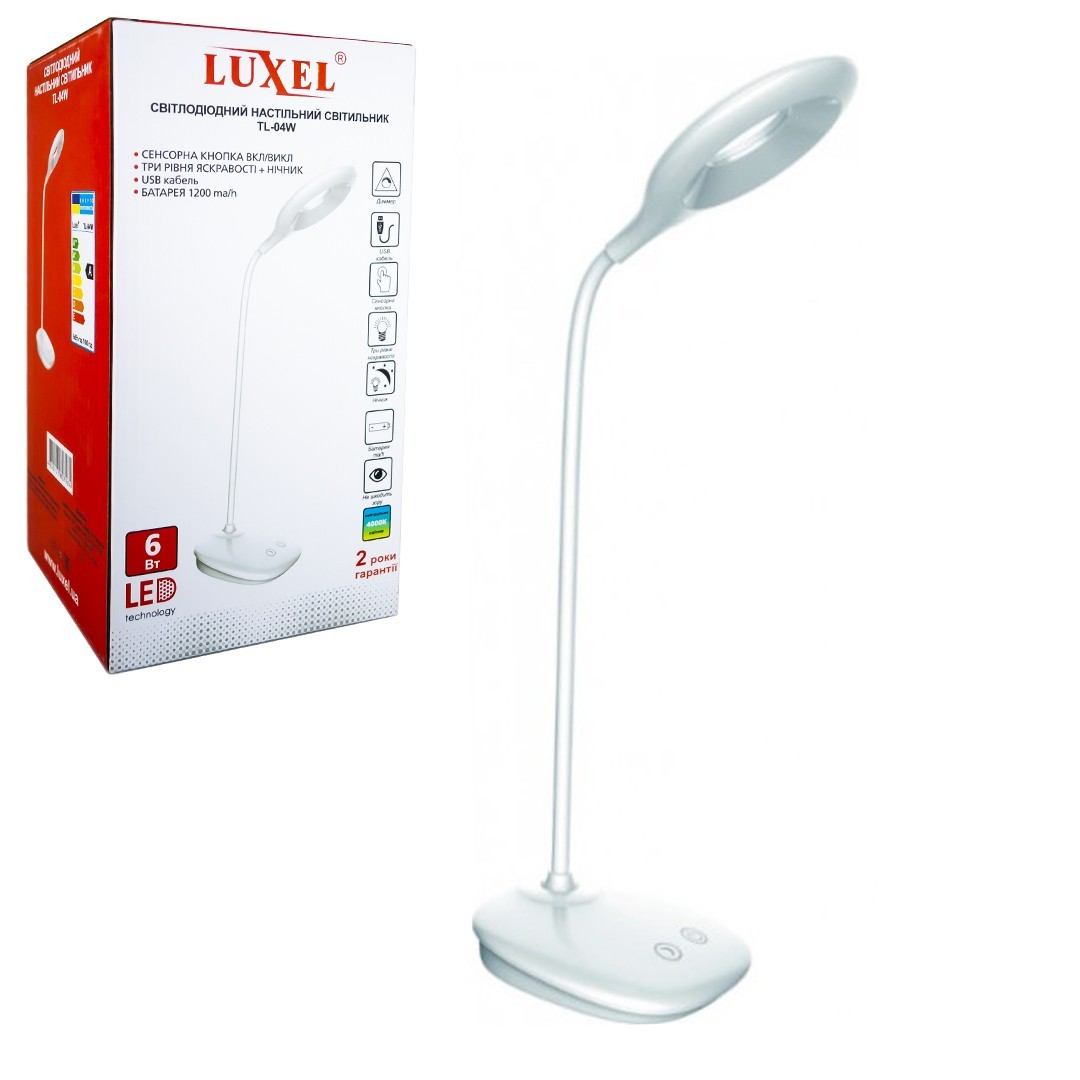 

Настольная LED лампа 6W Luxel + USB, ночник (TL-04W)