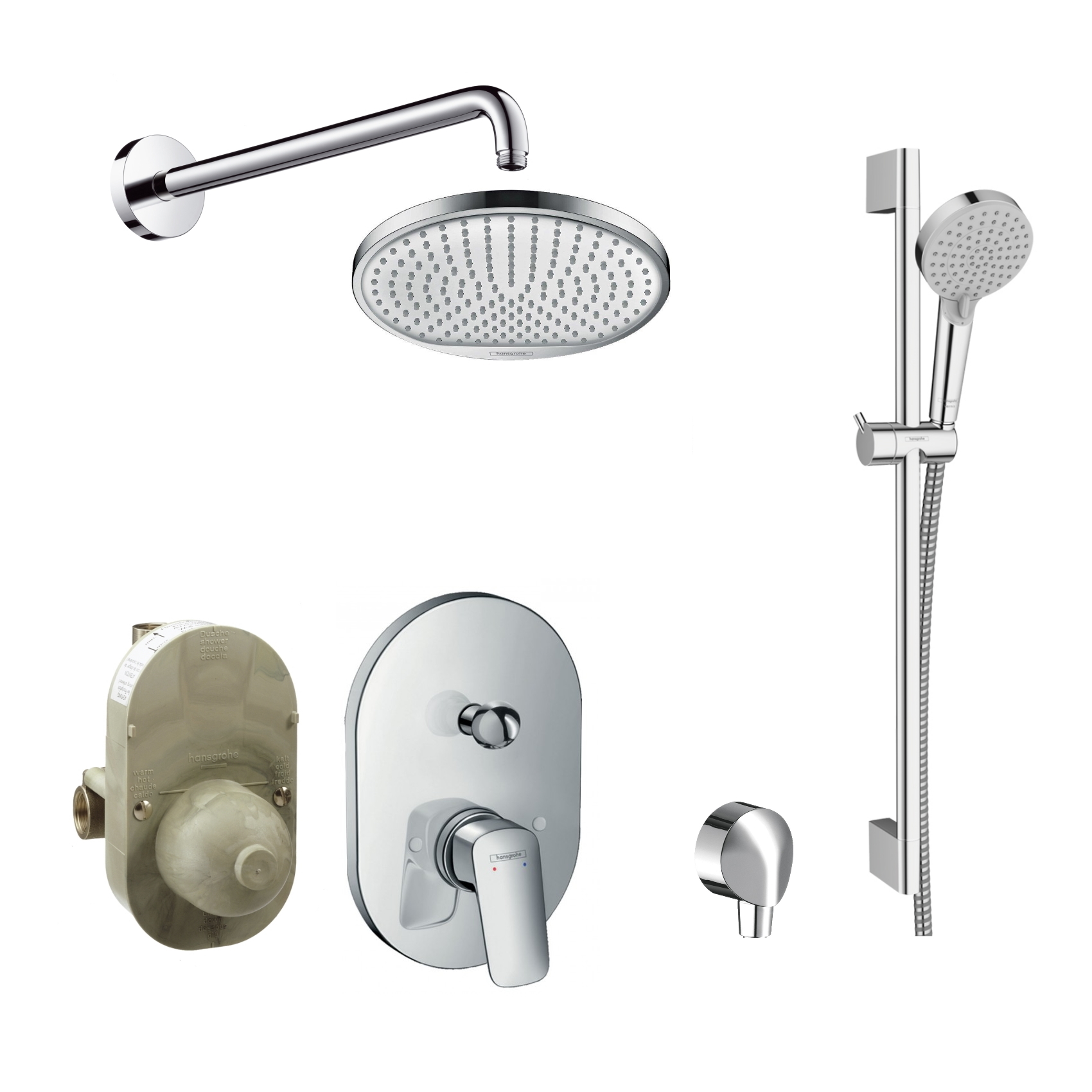 

Скрытая душевая система HANSGROHE LOGIS 7142021 240мм хром латунь 126453