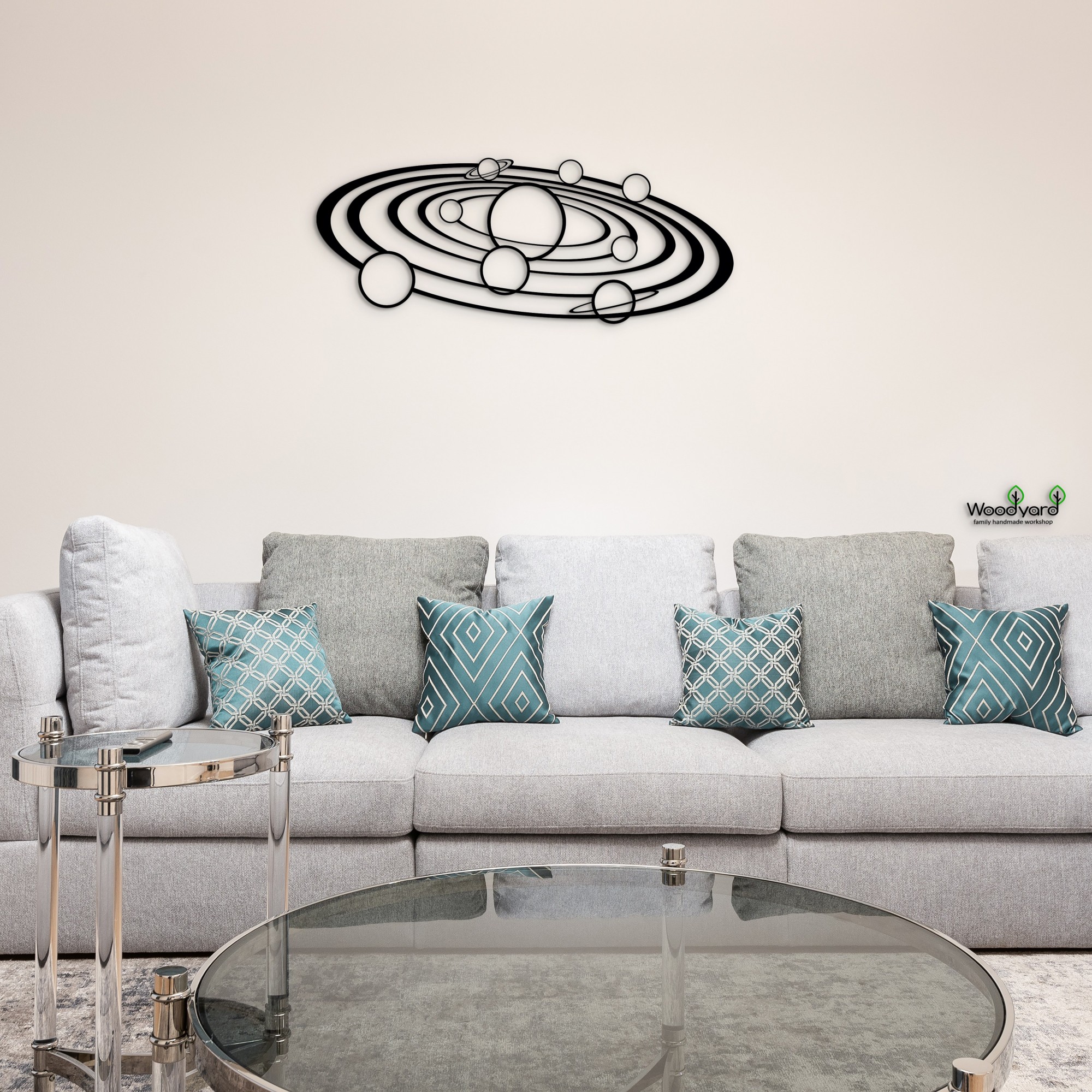 

Панно из дерева Woodyard Движение Планет 75х30 см чёрное 0129 4