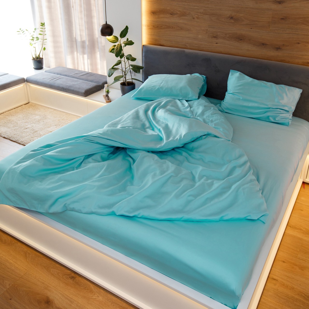 

Комплект постельного белья из сатина NaviHome Лазурный берег семейный