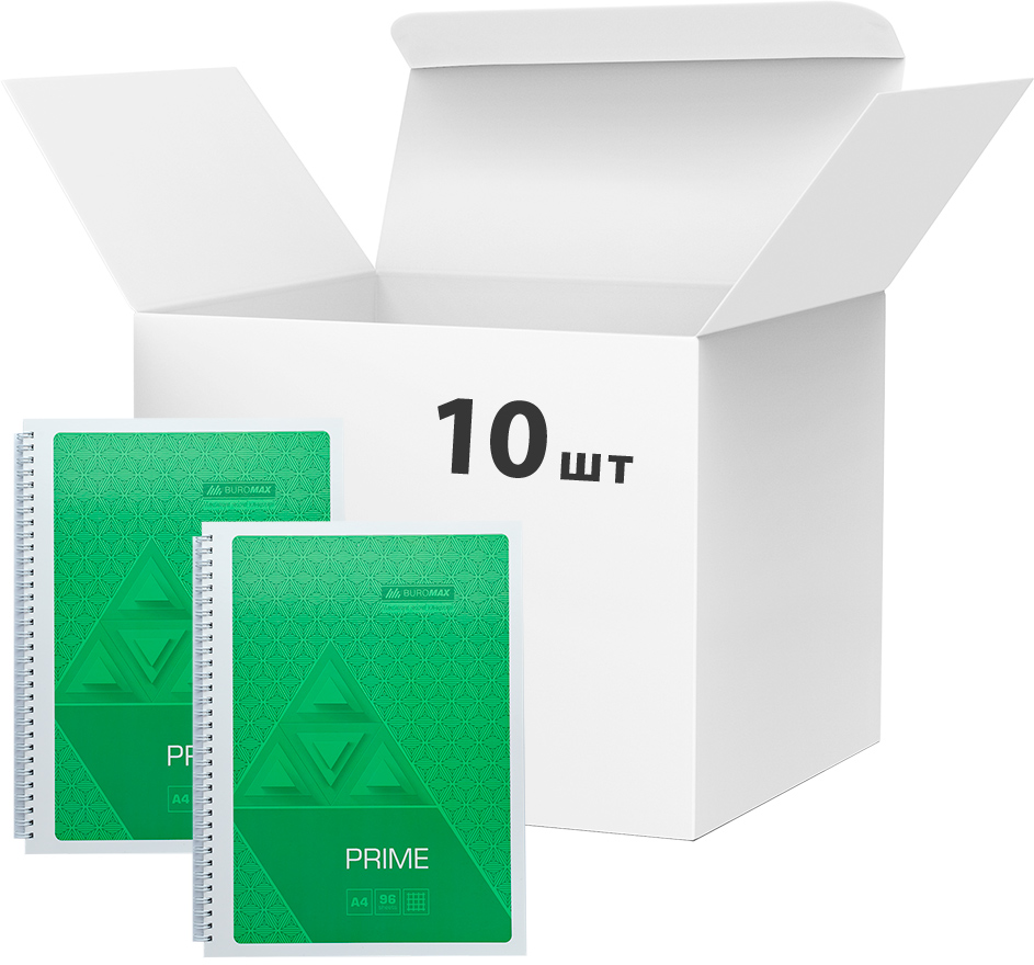 

Набор тетрадей для записей 10 шт Buromax Prime A4 в клетку 96 листов Салатовый (BM.24451101-15)