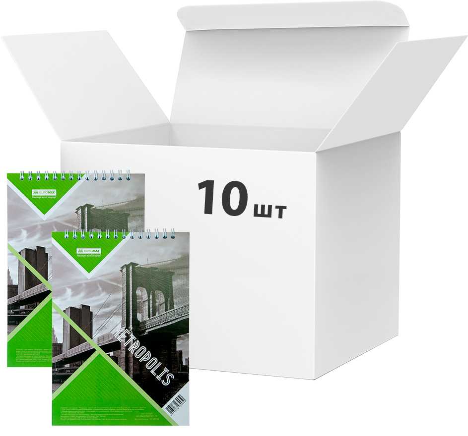 

Набор блокнотов 10 шт Buromax Metropolis А5 в клетку 48 листов Салатовый (BM.24545101-15)